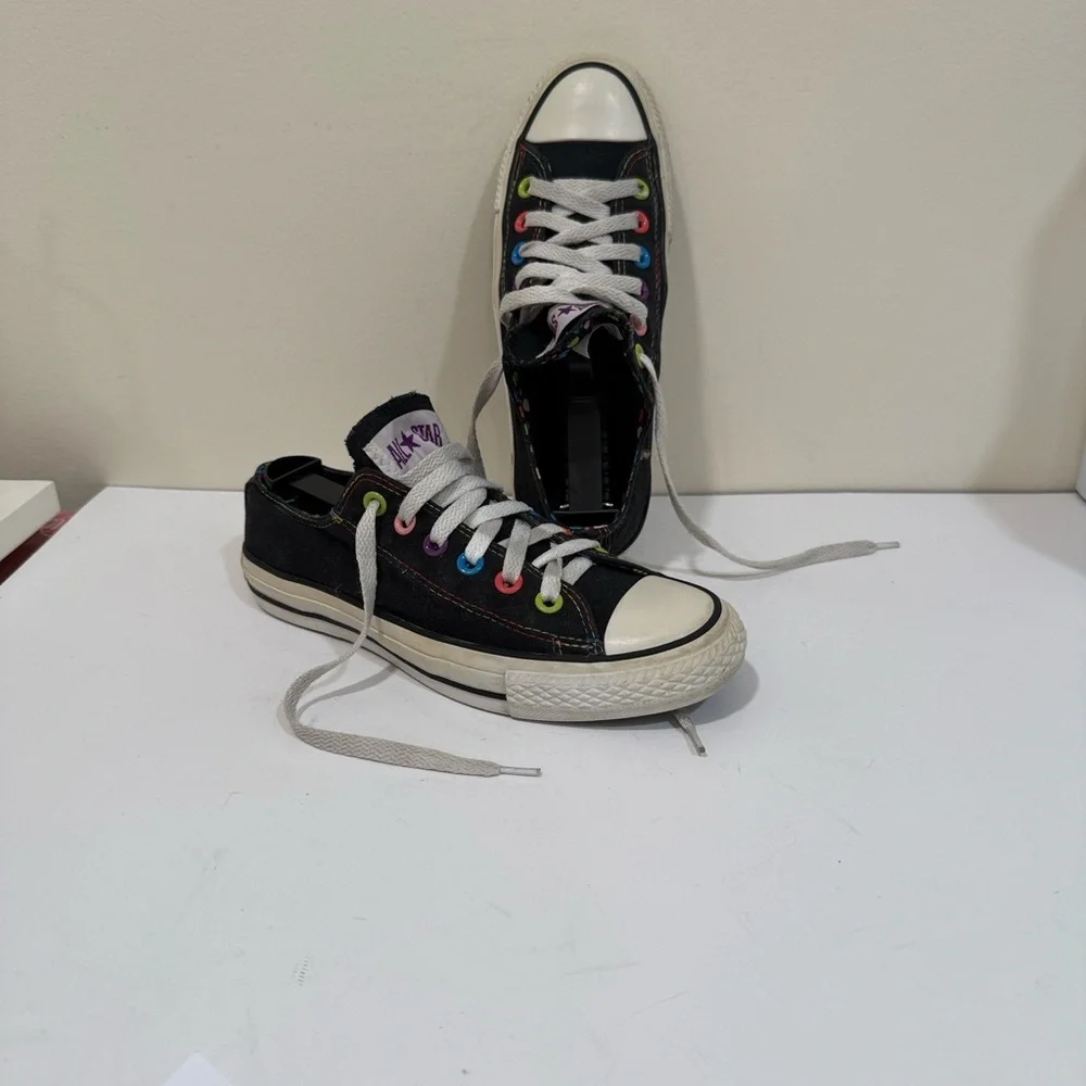 Converse Black Sneakers with Colorful Rivets (sz 7)